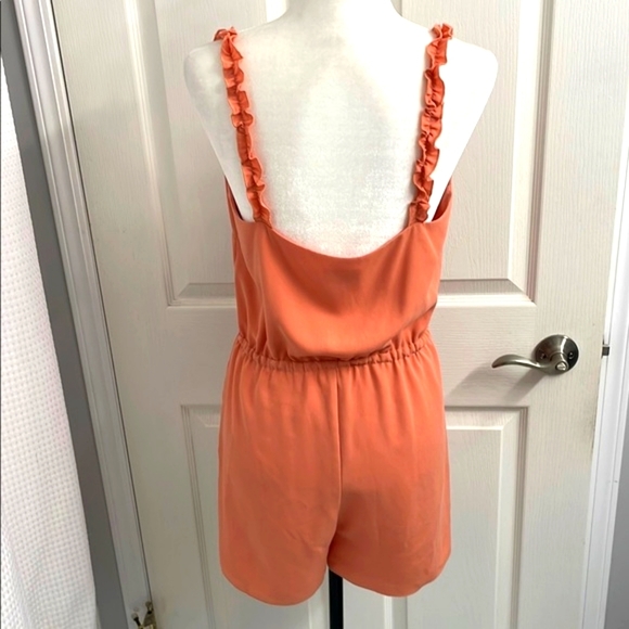 Wilfred Melodie Romper Shorts Size S Ruffles Lined V Neckline Tawny Orange - Picture 6 of 13